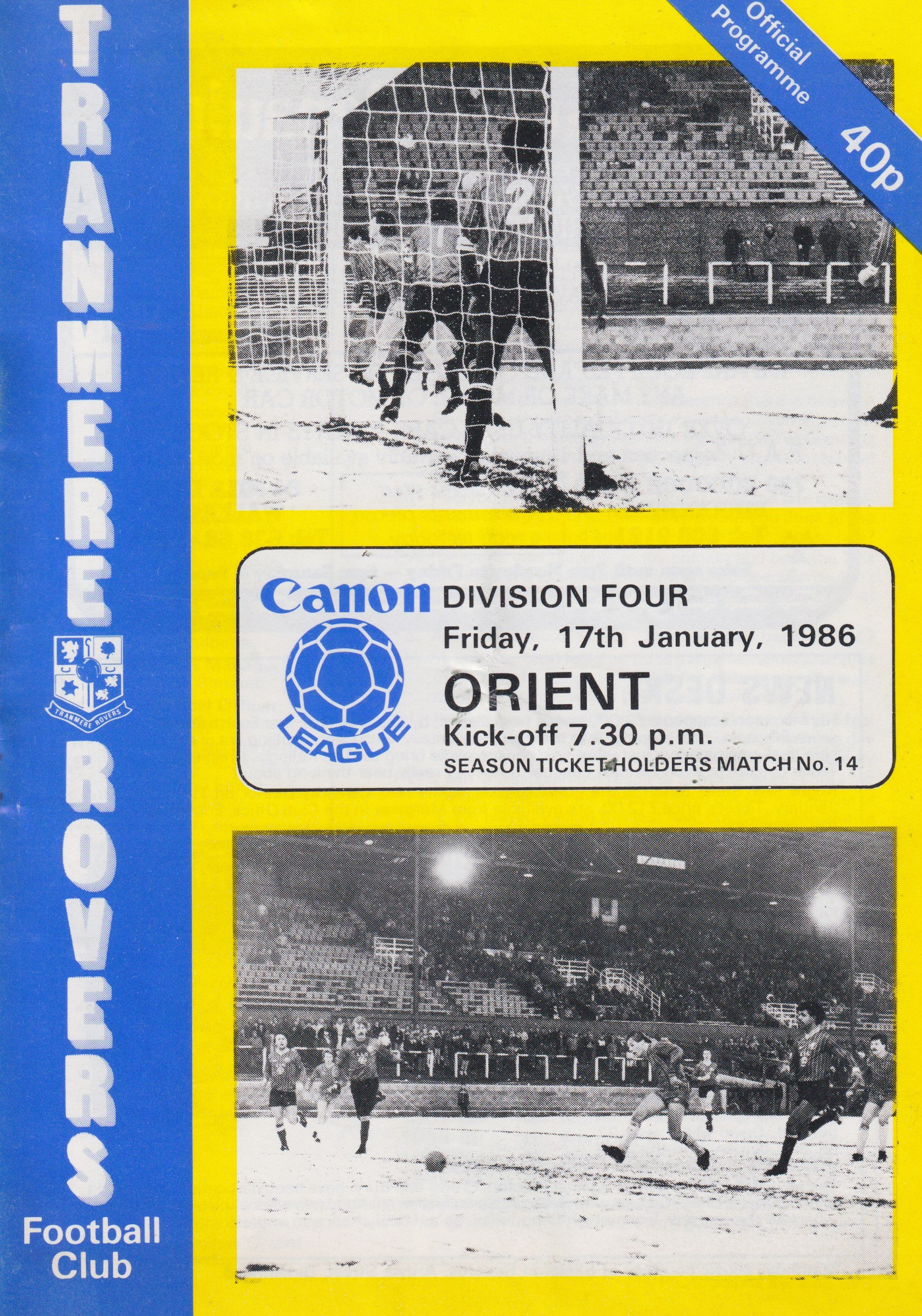 Tranmere Rovers v Leyton Orient match programme